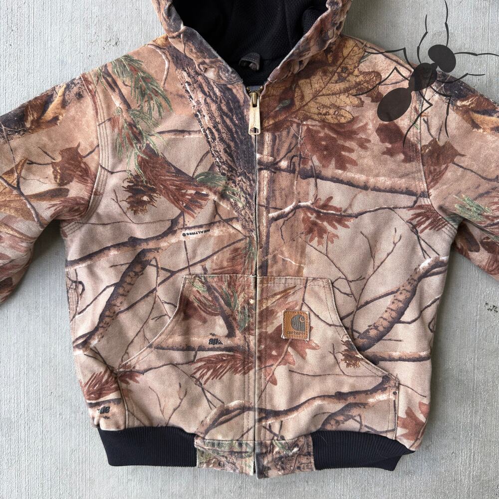 Carhartt YOUTH YJ220 CAP realtree camo hooded work wear jacket - Picture 3 of 8